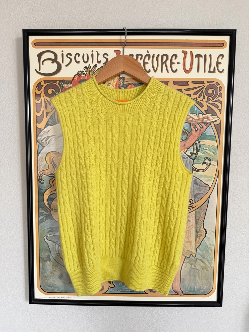Guest In Residence Cashmere Cable Vest in Lemon Yellow - S